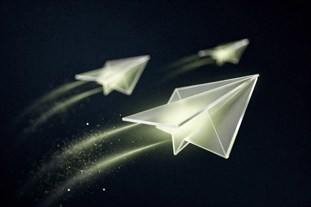 Glass paper planes returning — interview invitations arriving